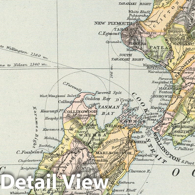 Historic Map : 1892 New Zealand 48 - Vintage Wall Art