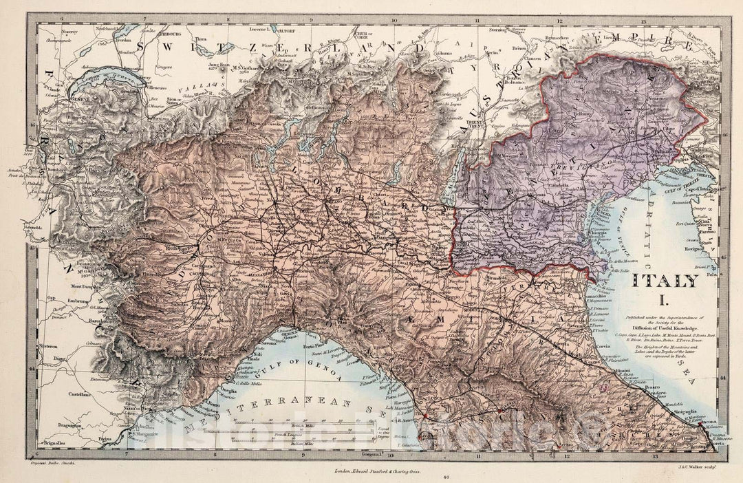 Historic Map : 1865 Italy I. - Vintage Wall Art