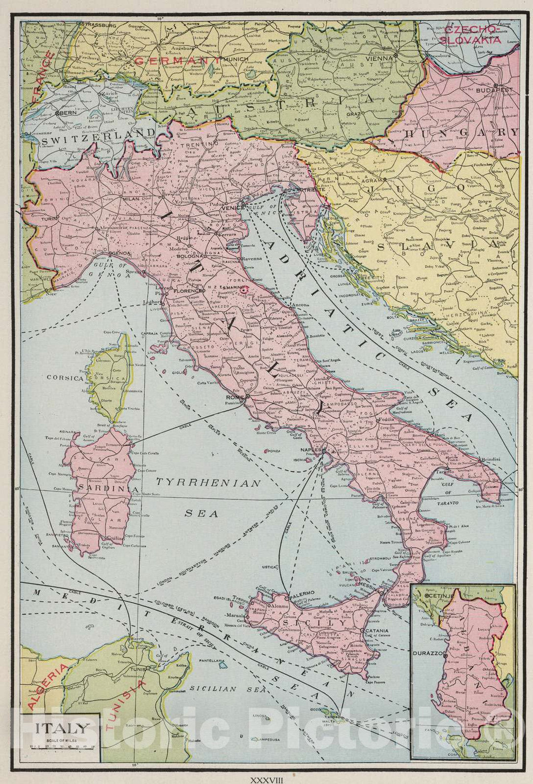 Historic Map : 1925 Italy. - Vintage Wall Art