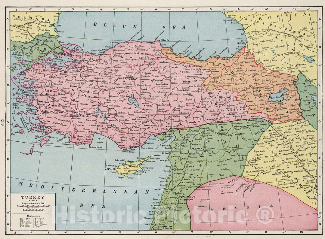 Historic Map : 1925 Turkey in Asia. - Vintage Wall Art