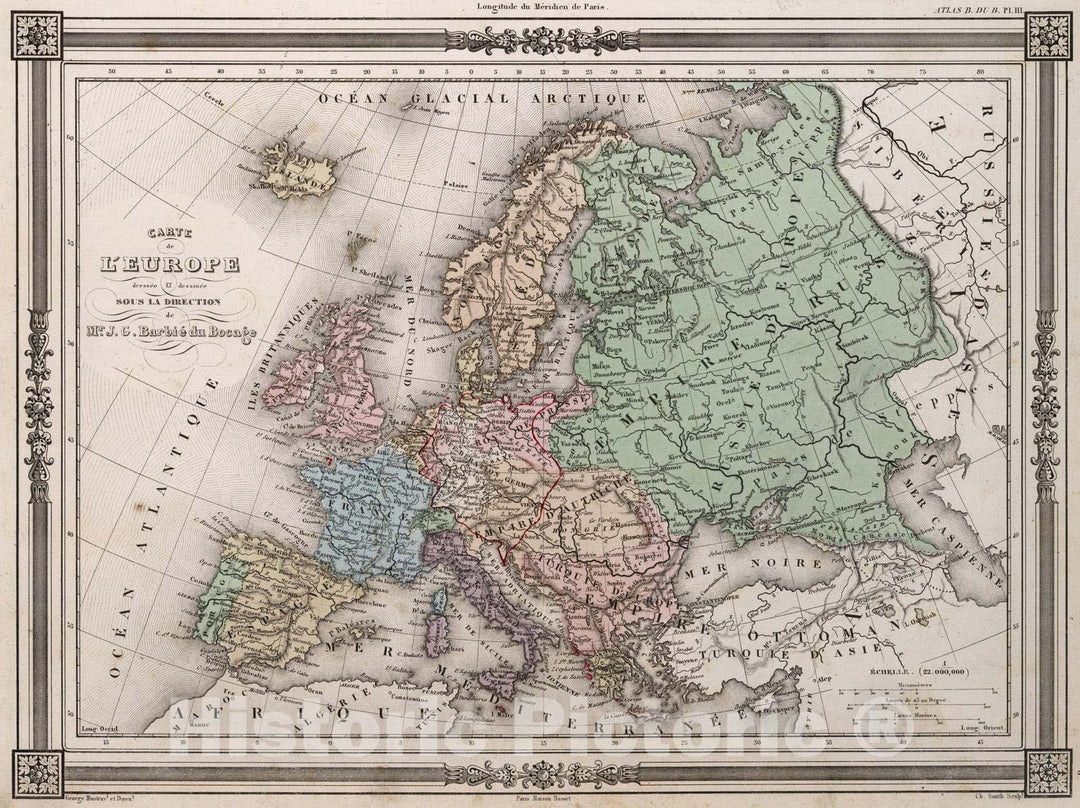 Historic Map : 1852 L'Europe. - Vintage Wall Art