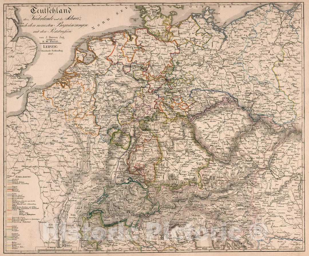 Historic Map : Germany, 1827 Deutschland , Vintage Wall Art