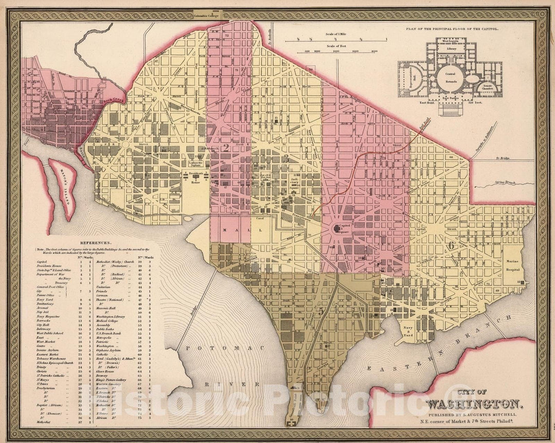 Historic Map : 1850 Washington D.C. - Vintage Wall Art