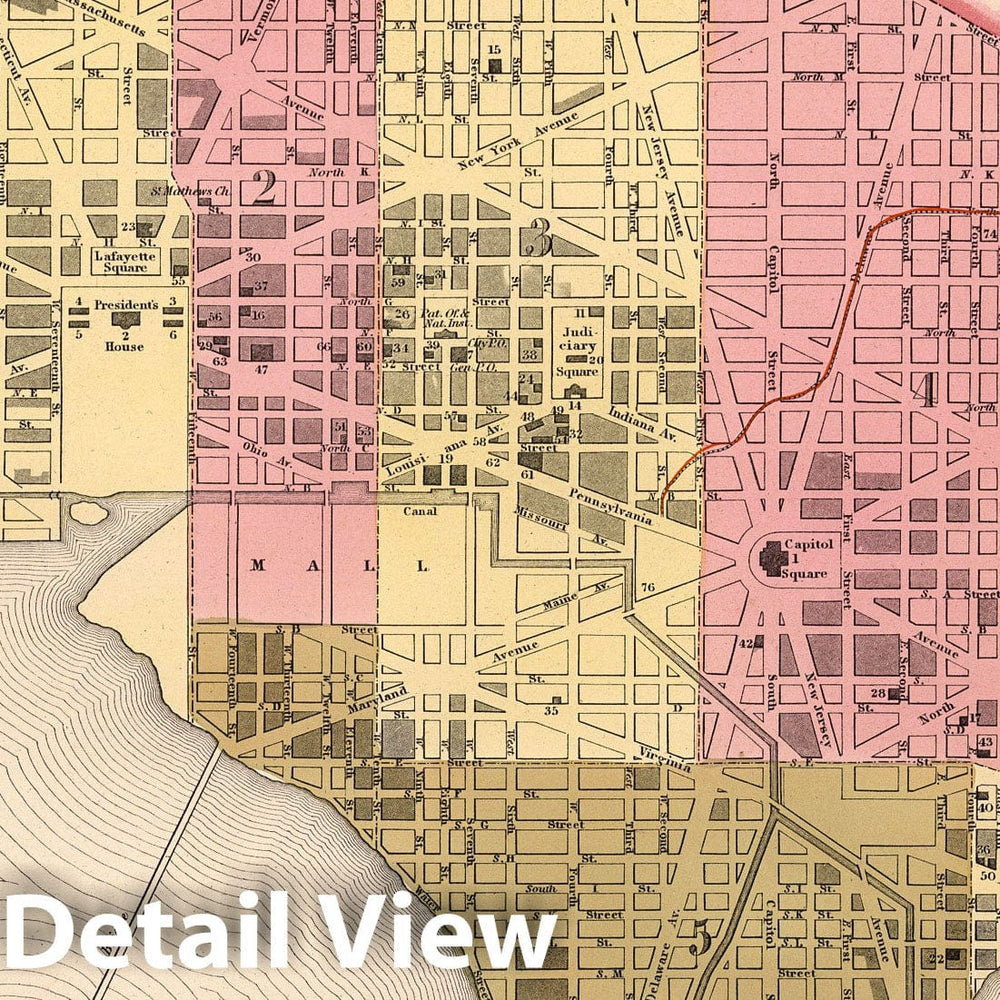 Historic Map : 1850 Washington D.C. - Vintage Wall Art