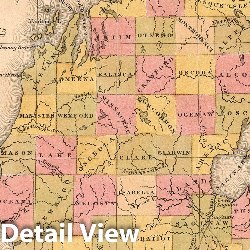 Historic Map : 1850 Michigan. - Vintage Wall Art