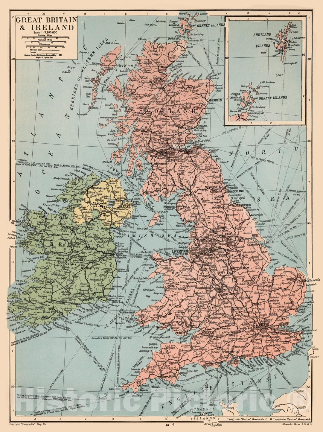 Historic Map - 1935 Great Britain and Ireland - Vintage Wall Art