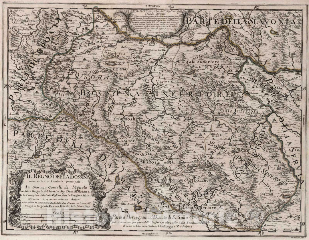 Historic Map : Bosnia, , Europe 1689 Il Regno della Bossina , Vintage Wall Art