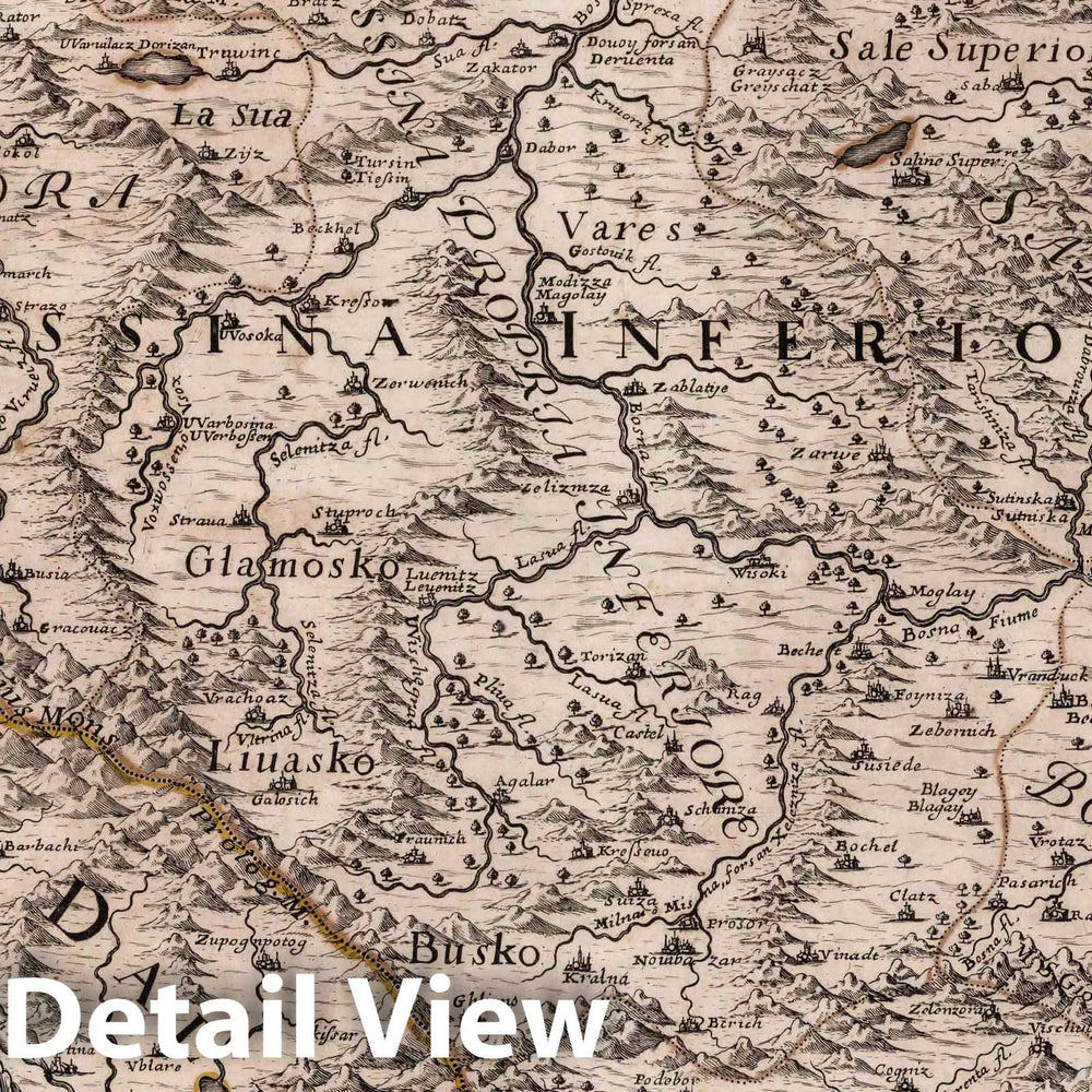 Historic Map : Bosnia, , Europe 1689 Il Regno della Bossina , Vintage Wall Art