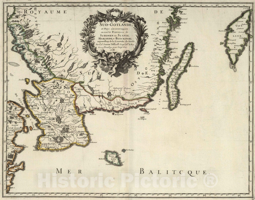 Historic Map : 1658 South Gotland, Sweden. - Vintage Wall Art