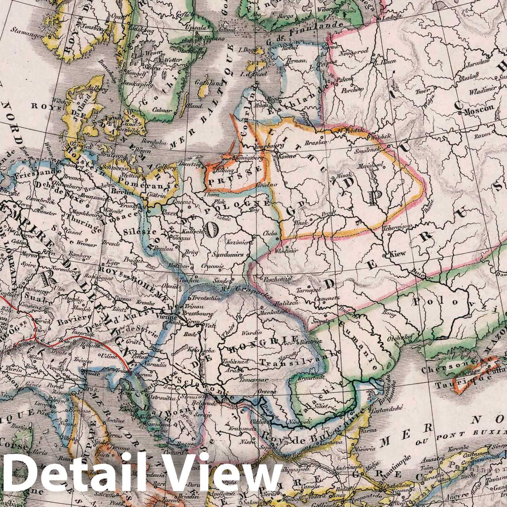 Historic Map : 1834 22. Carte de l'Europe et du theatre de la guerre au temps des croisades (1094-1291). - Vintage Wall Art