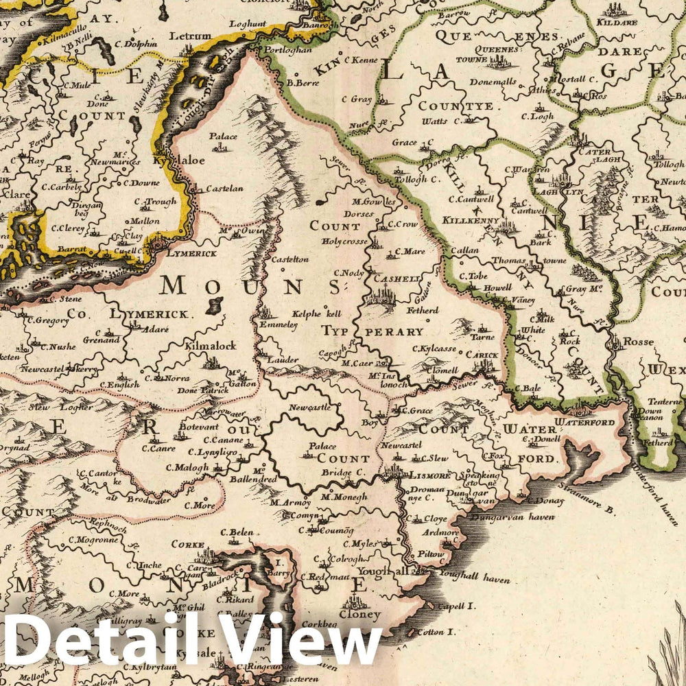 Historic Map : 1690 Southern Part of the Kingdom of Ireland. - Vintage Wall Art