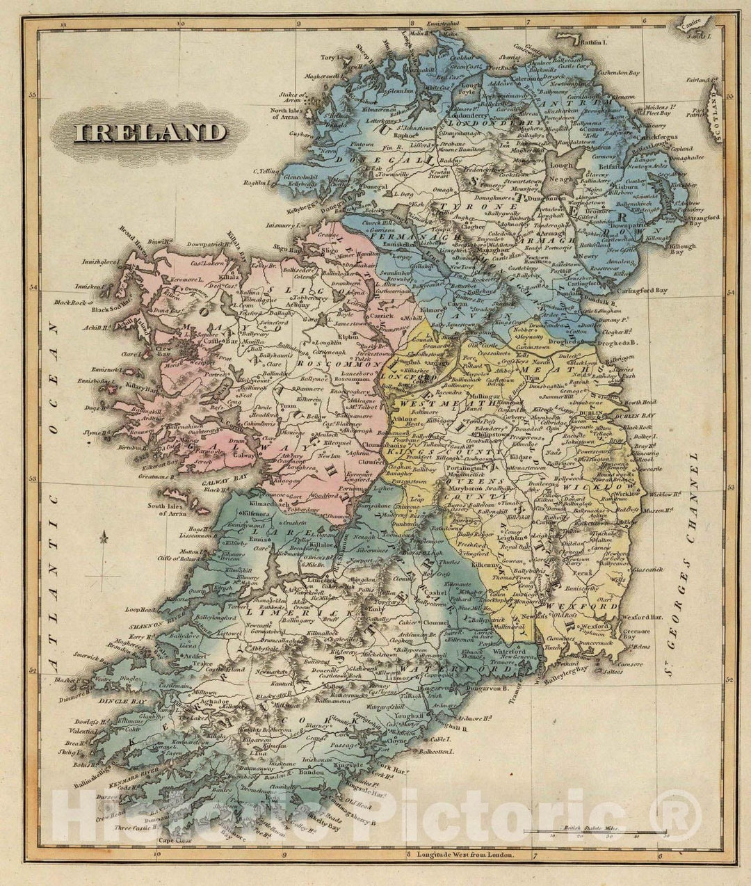 Historic Map : 1823 Ireland. - Vintage Wall Art