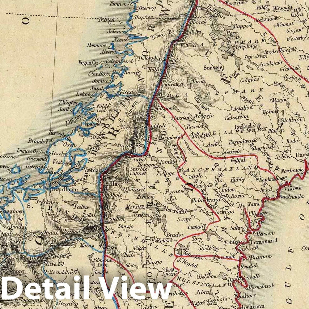 Historic Map : 1851 Sweden and Norway. - Vintage Wall Art