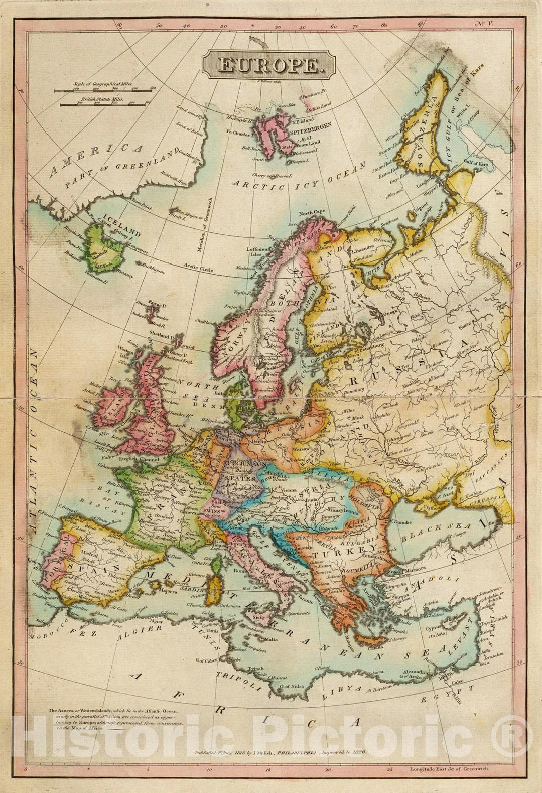 Historic Map : 1820 Europe. v2 - Vintage Wall Art