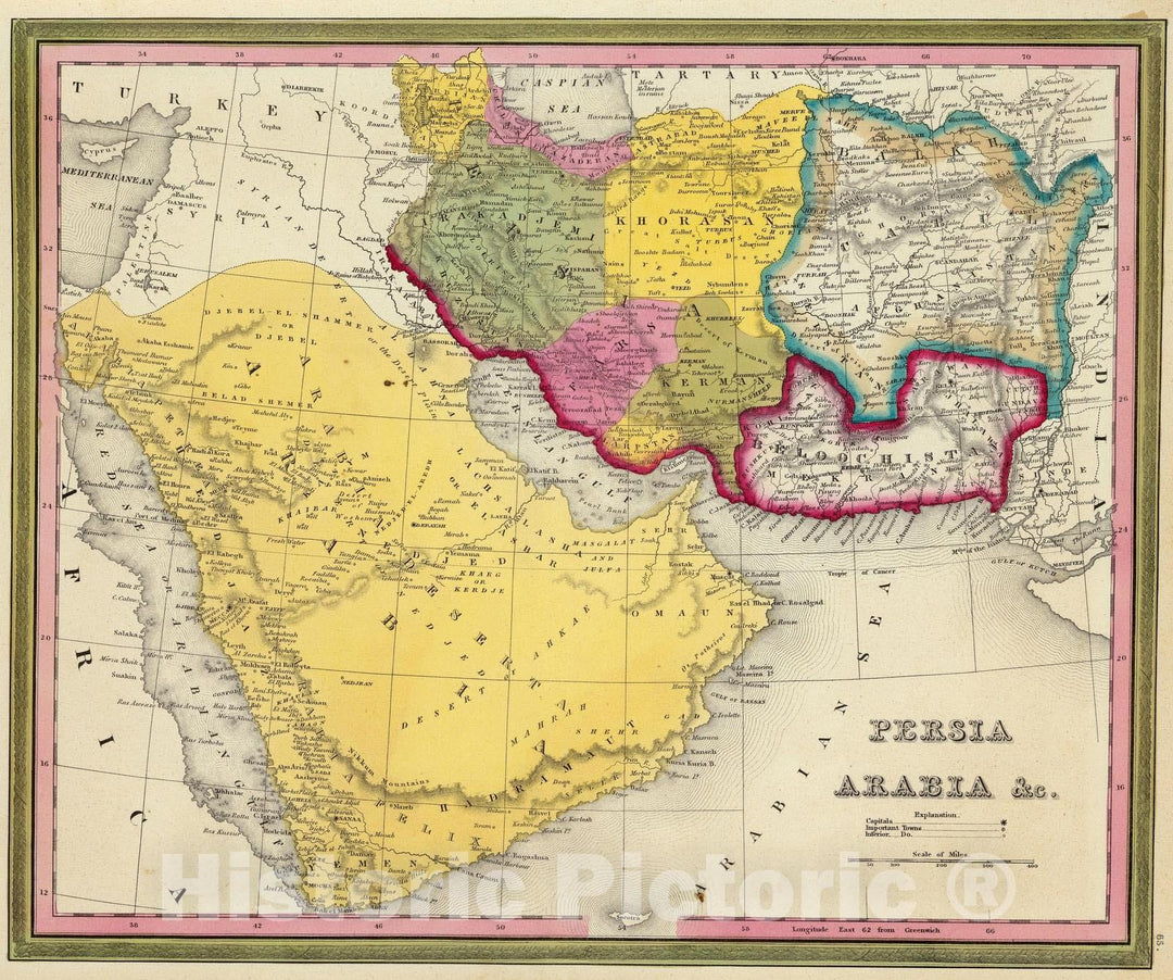 Historic Map : 1846 Persia Arabia &c. - Vintage Wall Art