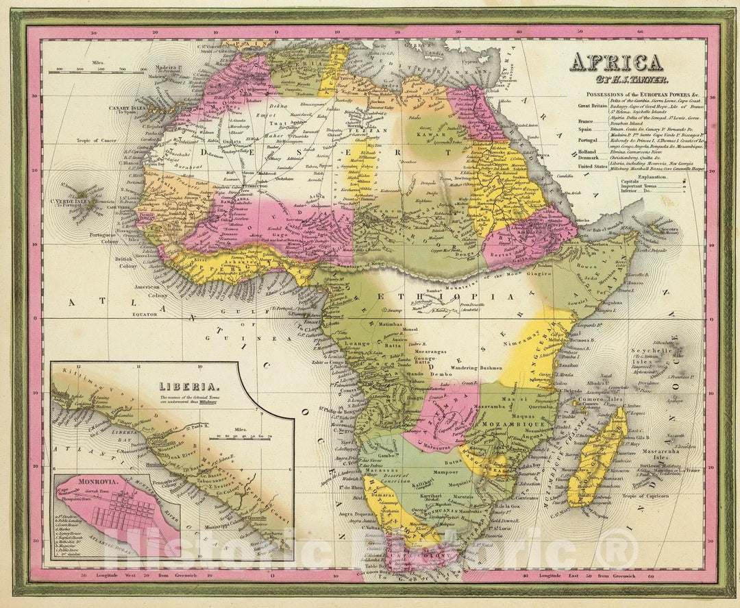 Historic Map : 1846 Africa. - Vintage Wall Art