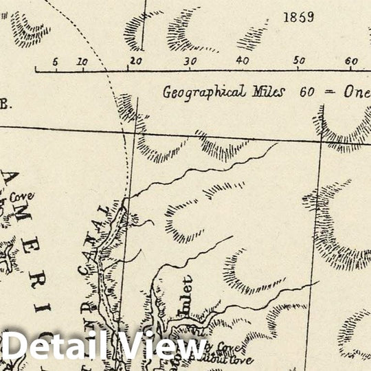 Historic Map : 1859 British Columbia and Vancouver Island (portion). - Vintage Wall Art