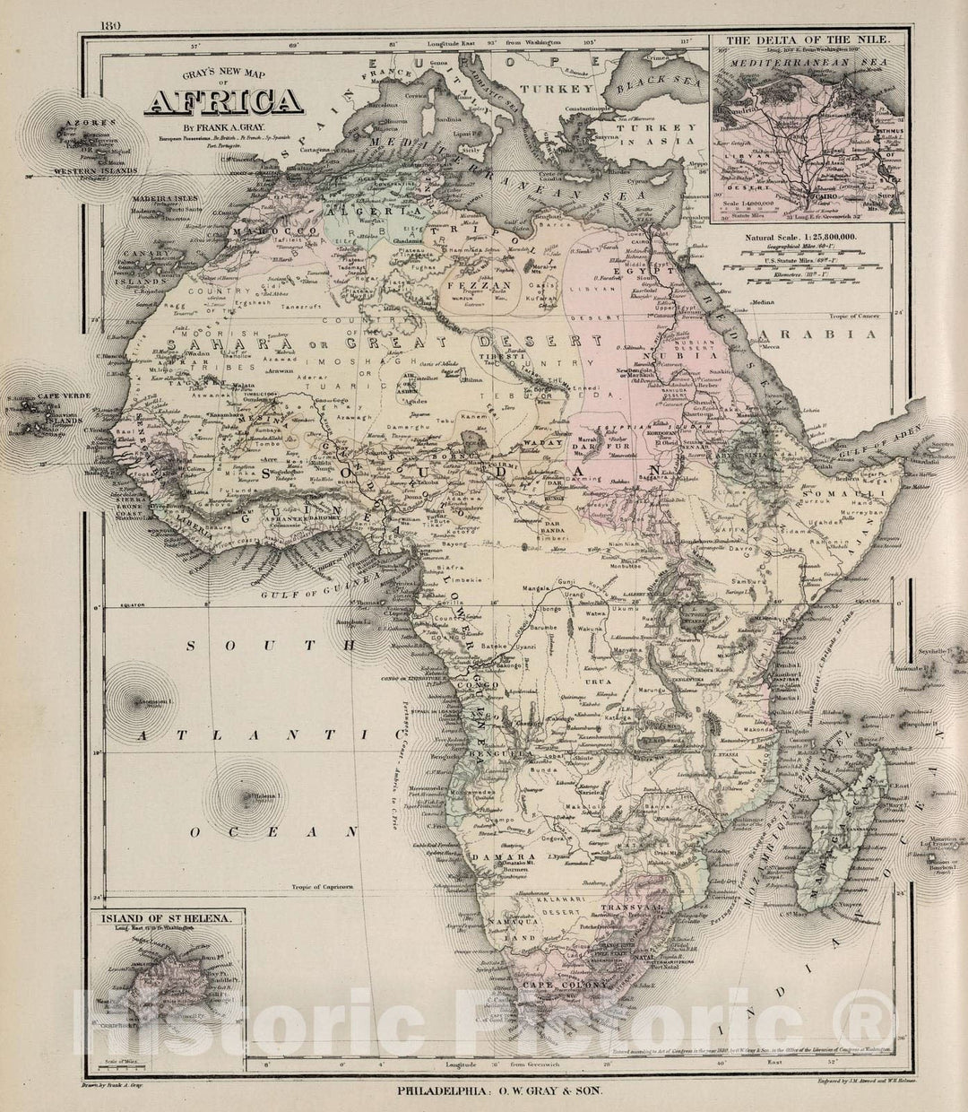 Historic Map : National Atlas - 1880 Africa. - Vintage Wall Art