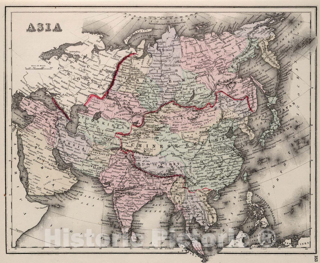 Historic Map : National Atlas - 1884 Asia. - Vintage Wall Art