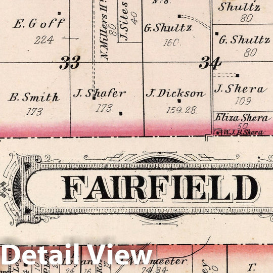 Historic Map - 1882 Bath Township and Fairfield Township, Franklin County, Indiana. - Vintage Wall Art