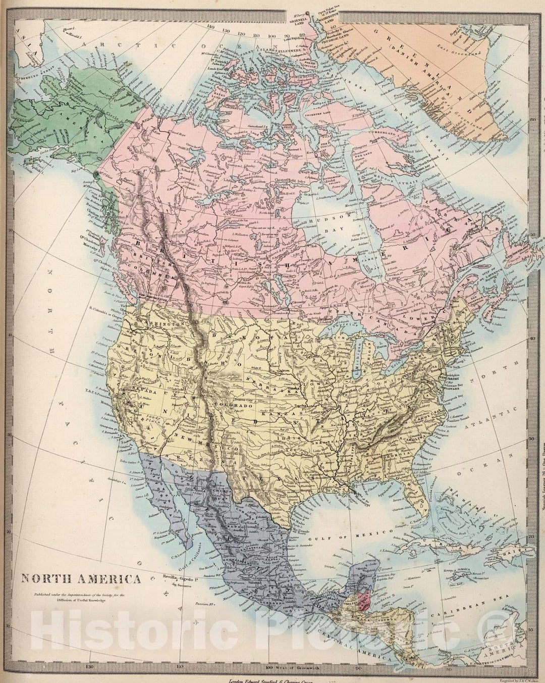 Historic Map : 1865 North America. v1 - Vintage Wall Art