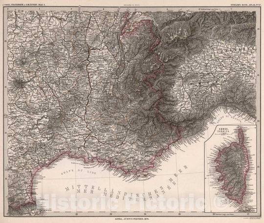 Historic Map : France, 1879 Frankreich in 4 Blattern, Blatt 4. (France in 4 Sheets, Sheet 4). , Vintage Wall Art