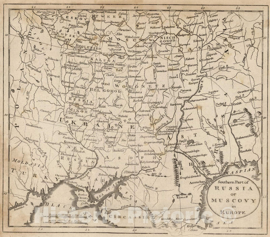 Historic Map : 1816 Southern Part Of Russia Or Muscovy In Europe - Vintage Wall Art