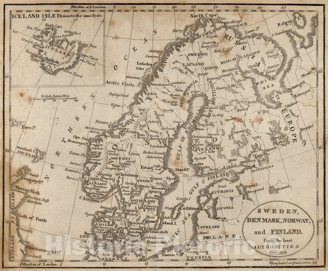 Historic Wall Map : 1816 Sweden, Denmark, and Finland From The Best Authorities - Vintage Wall Art