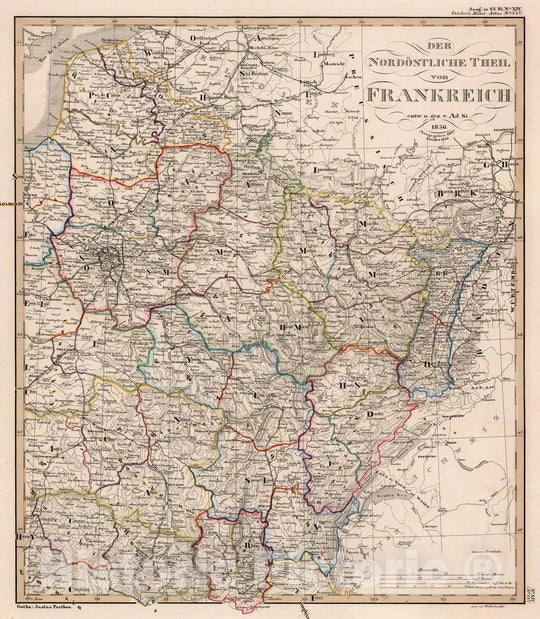 Historic Map : France, 1851 Der Nordostliche Theil von Frankreich. (Northeastern France). , Vintage Wall Art