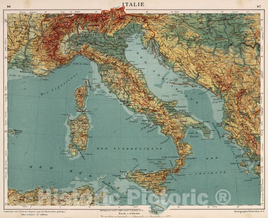 Historic Map : Italy, 1921 Italie , Vintage Wall Art