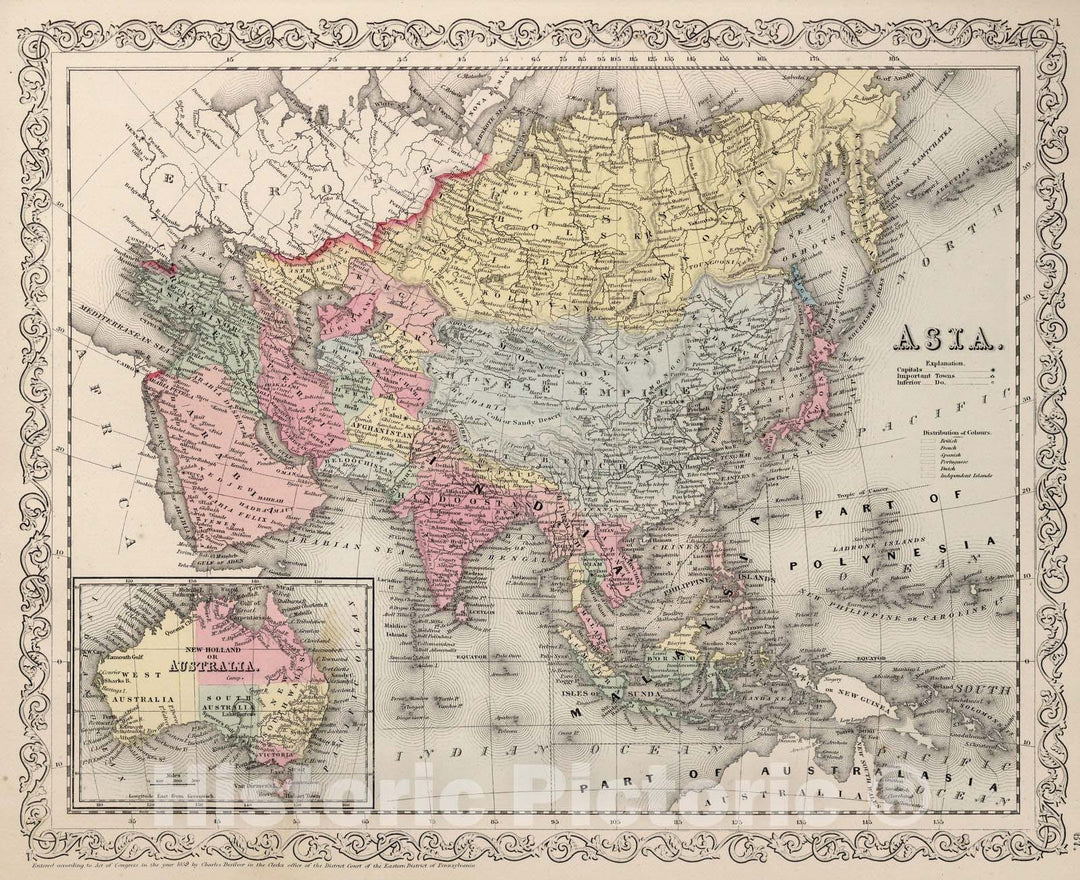 Historic Map : 1859 Asia. v2 - Vintage Wall Art