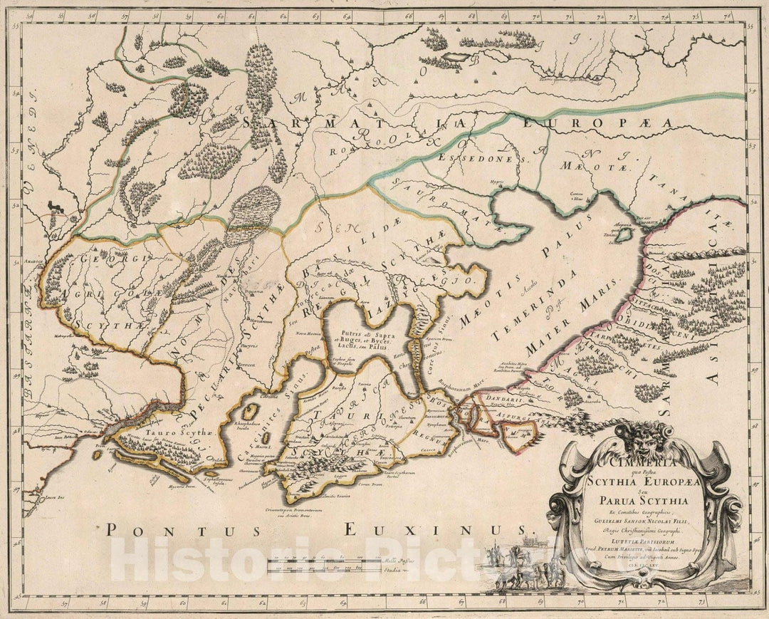 Historic Map : 1665 Cimmeria, Crimea, Ukraine and Russia. - Vintage Wall Art