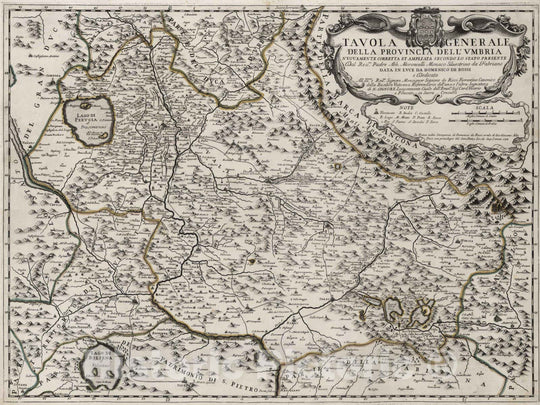 Historic Map : Italy, , Europe 1712 Tauola generale della provincia dell'Umbria , Vintage Wall Art