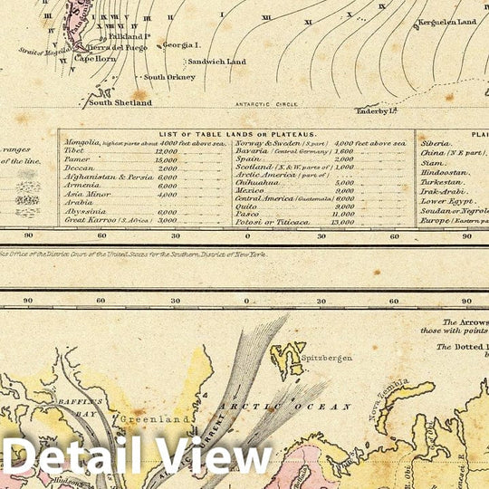 Historic Map : 1856 Map of The World Illustrating.Land.Co-Tidal Lines.Ocean Currents.River Systems. - Vintage Wall Art