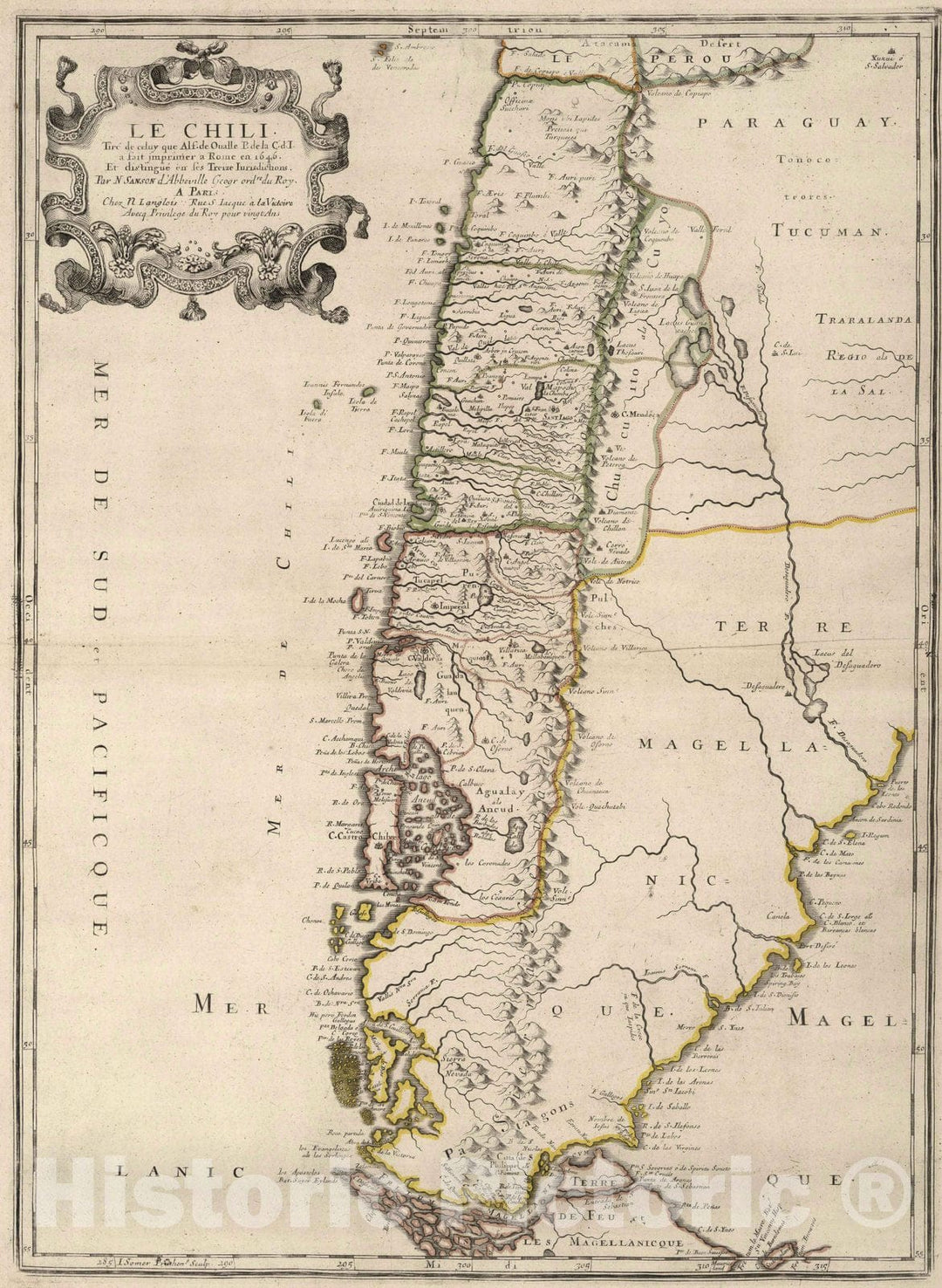 Historic Wall Map : Chile, Tierra del Fuego 1697 Chile. , Vintage Wall Art