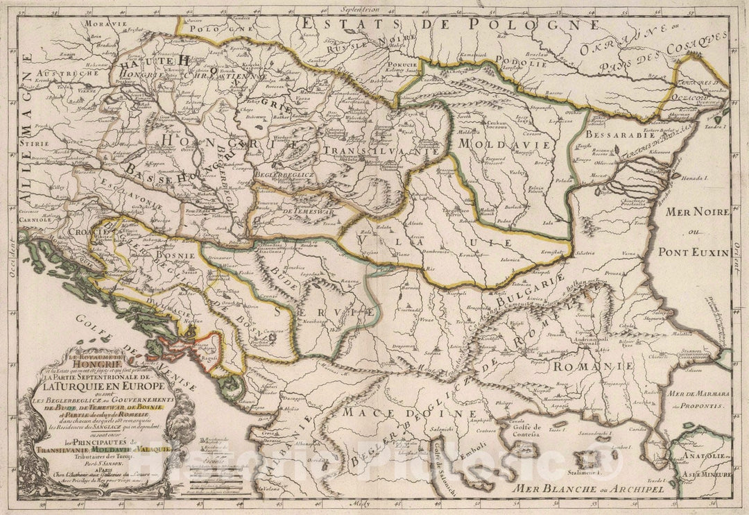 Historic Map : 1698 Northern Part of Turkey in Europe. - Vintage Wall Art