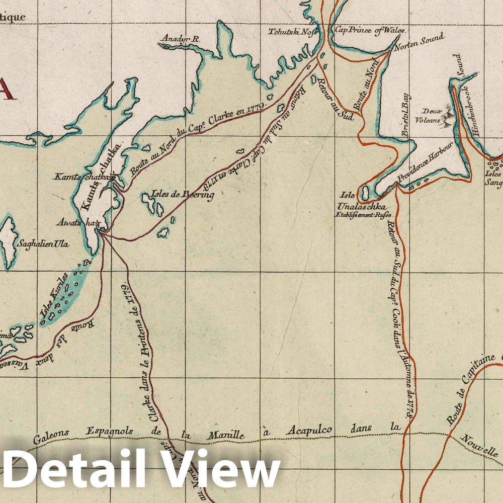 Historic Map : 1780 Ocean Pacifique. Stillen Weltmeers. - Vintage Wall Art