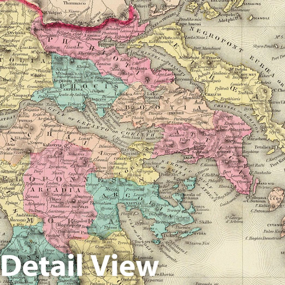 Historic Map : 1856 Greece And The Ionian Republic. - Vintage Wall Art