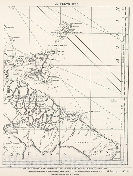 Historic Map : National Atlas - 1792 Part of Northern Coast of South America by Jefferys. - Vintage Wall Art