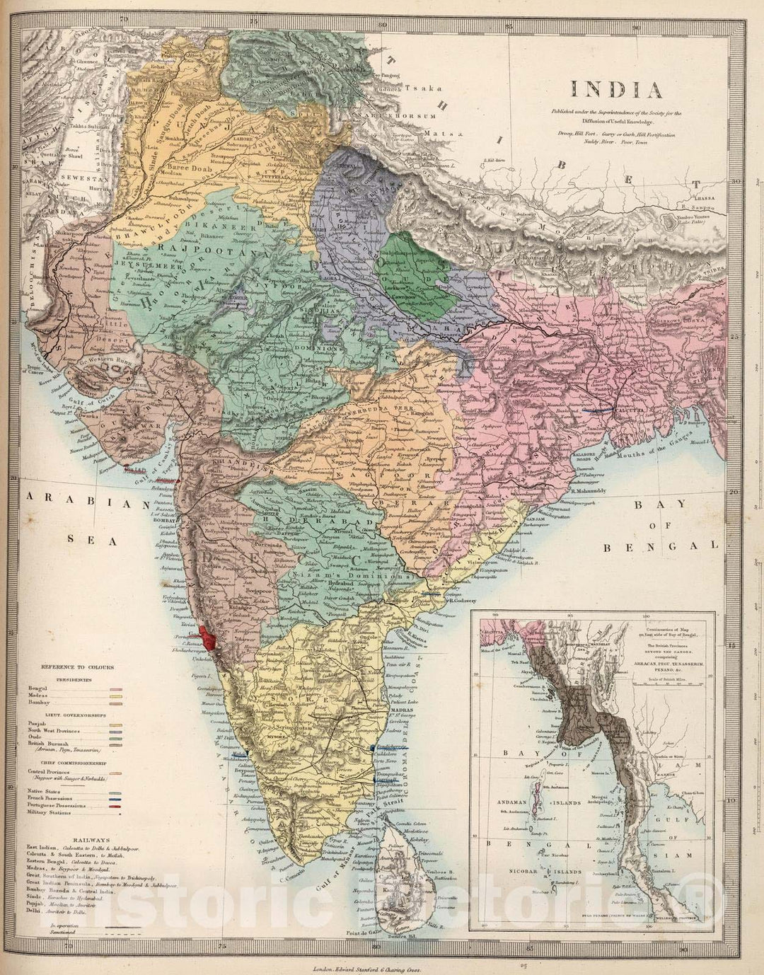 Historic Map : 1865 India : Vintage Wall Art