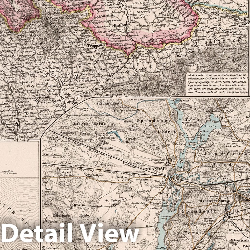 Historic Map : Poland , Berlin Germany, 1879 Deutsche Reich in 4 Blattern. Blatt 4. (German Empire). , Vintage Wall Art