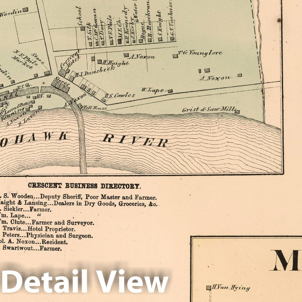 Historic Map : 1866 Crescent. Jonesville. West Charlton. Malta, New York. - Vintage Wall Art