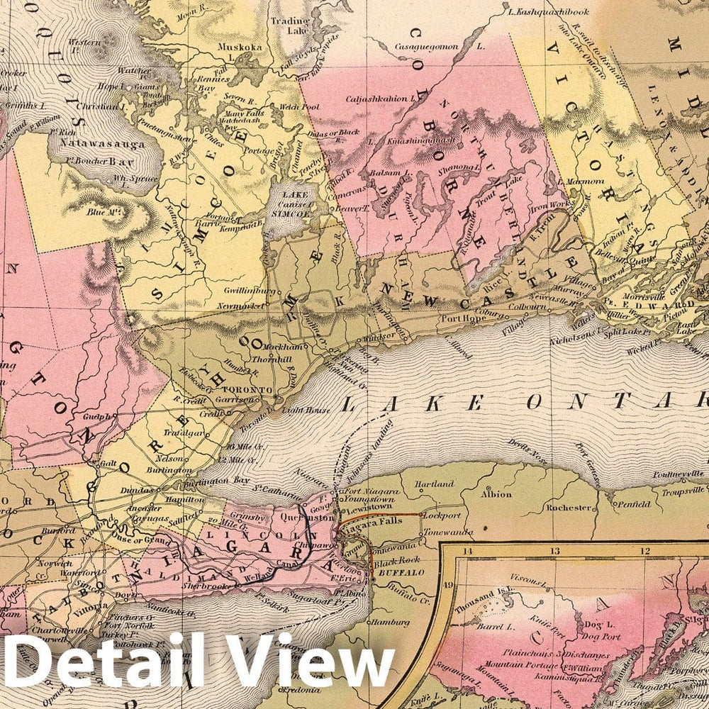 Historic Map : 1850 Canada West. (inset) Lake Superior. - Vintage Wall Art