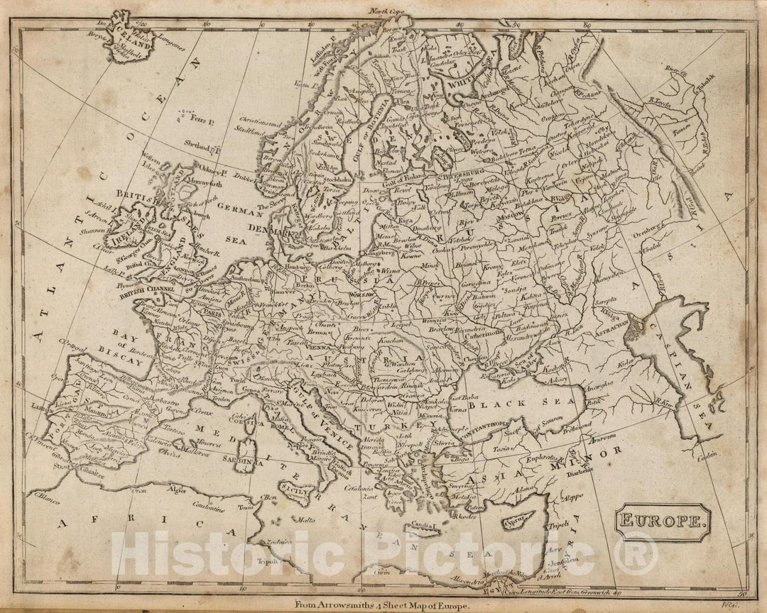 Historic Map : 1816 Europe : Vintage Wall Art