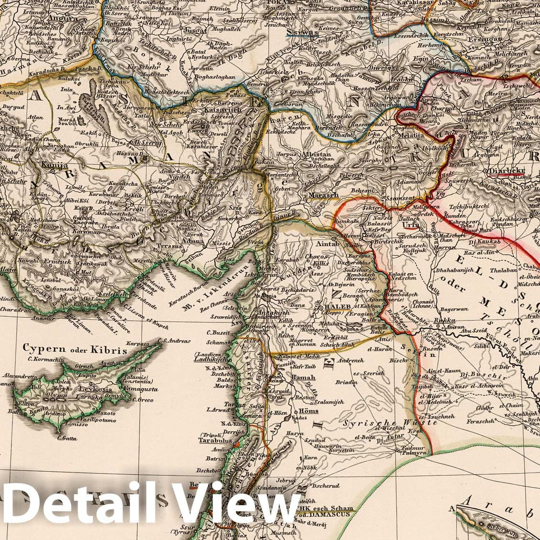 Historic Map : Iraq, Middle East 1852 Das Osmanische Reich in Asien, (Ottoman Empire in Asia). , Vintage Wall Art