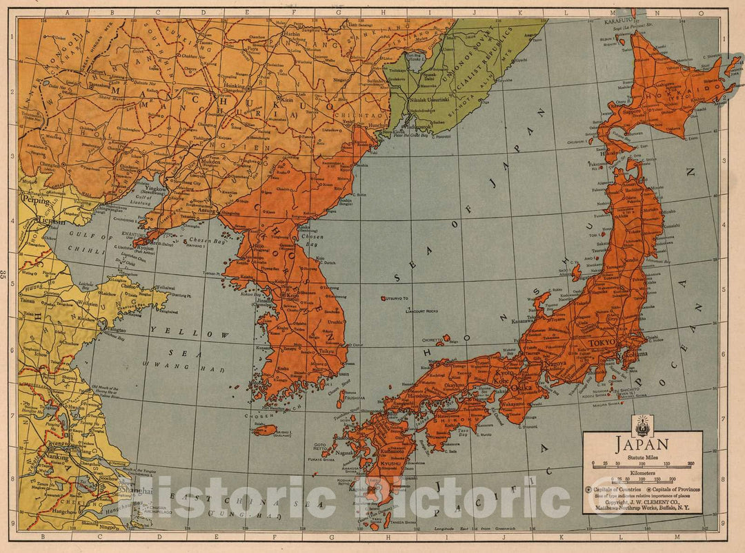 Historic Map : 1943 Japan - Vintage Wall Art