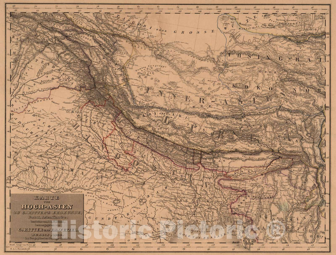 Historic Map : 1833 Map of High Asia. v1 - Vintage Wall Art