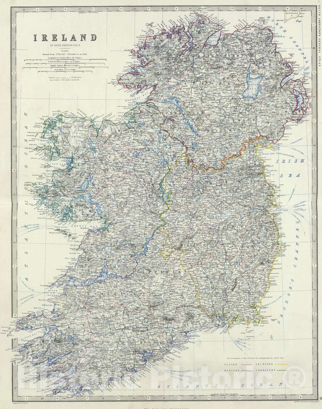 Historic Map : 1861 Ireland : Vintage Wall Art