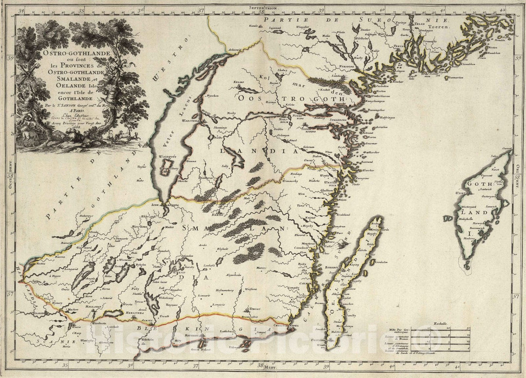 Historic Map : Sweden, 1666 East Gotland, Sweden. , Vintage Wall Art