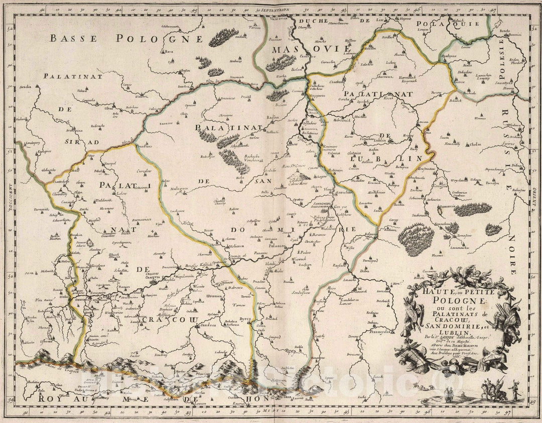 Historic Map : 1666 Upper Poland. - Vintage Wall Art